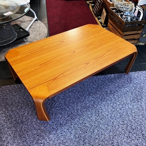 工芸品ローテーブル手彫り 天童木工乾三郎チーク材ローテーブル25226 (zero) 高蔵寺のテーブル