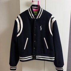 濃紺（黒っぽい紺）スタジャン ブルゾン 美品 レディースの画像