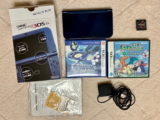 New Nintendo 3DS LL メタリックブルー➕ポケモンソフト3つ (ぴんざ