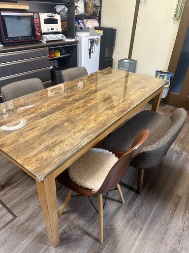 ガラス天板10万！180cm×80cmダイニングテーブル&椅子セット (あじさい