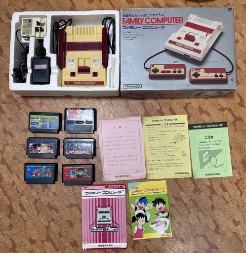 任天堂 ファミリーコンピュータ HVC-001 本体 箱付き ソフト6本付き