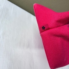 赤い　キャンバス　がま口　バッグの画像