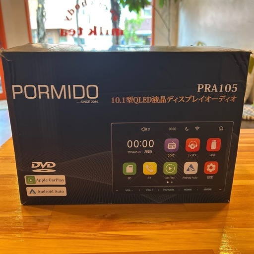 未使用】PORMIDO PRA105 10.1型QLED DVD CarPlay対応 (Natsu Yone) て