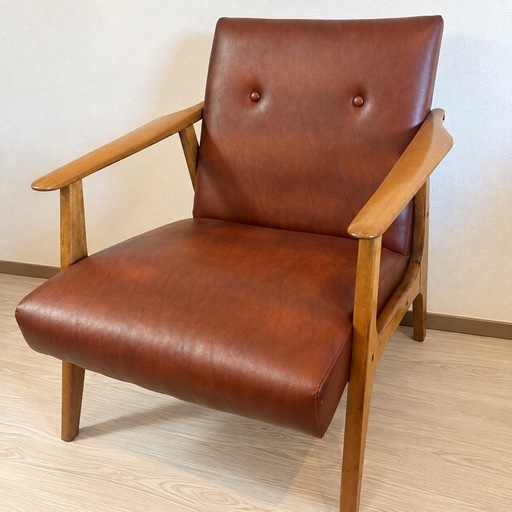 一人掛けソファ ブラウン (りょう) 横川のソファ《1人用ソファ》の中古
