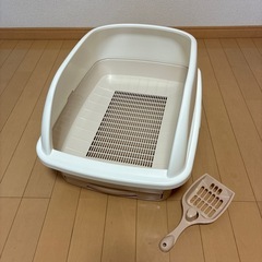 ユニ・チャーム デオトイレ 猫用トイレ 本体 ハーフカバー アイボリーの画像