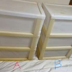注意  1台の値段 AorB(5%引)収納家具 33.5✖️46✖️h64cm  アイボリーの画像