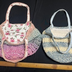 ハンドメイドバッグ　ニット　中古品の画像