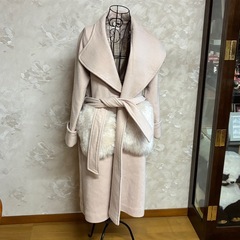 【SNIDEL】スナイデル ウール混 ファーポケット ロングコート アイボリー ベルト付き Fサイズの画像