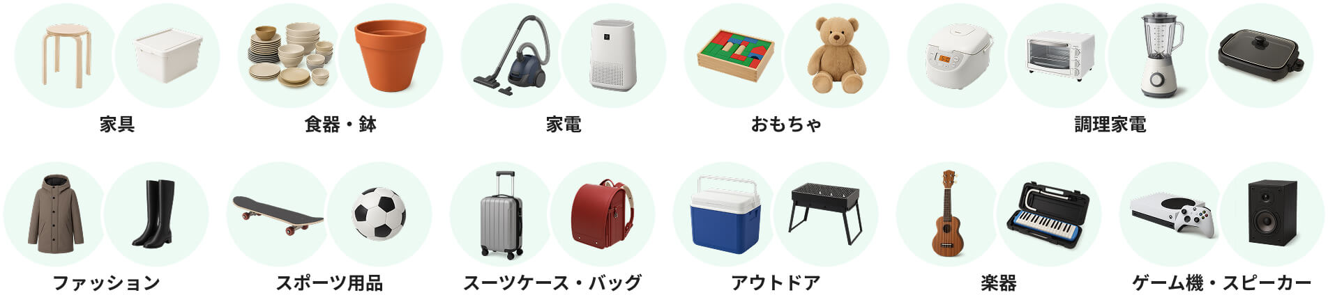 Lサイズロッカーに入る商品例:椅子、収納ボックス、食器、植木鉢、掃除機、空気清浄機、おもちゃ、ぬいぐるみ、炊飯器、トースター、ミキサー、ホットプレート、コート、ブーツ、スケートボード、サッカーボール、スーツケース、リュック、クーラーボックス、BBQグリル、ウクレレ、キーボード、ゲーム機、スピーカーなど